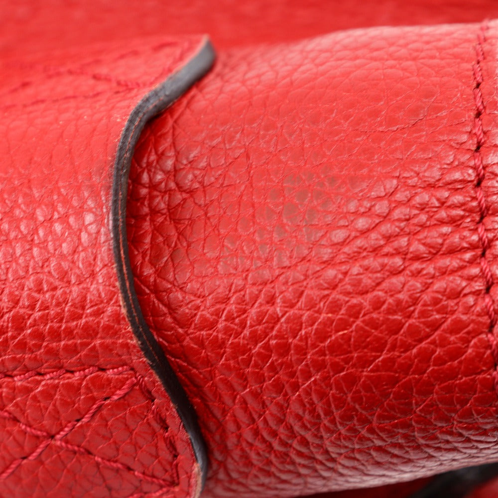 CELINE Handbag leather Red Luggage micro shopper Women Used Authentic
