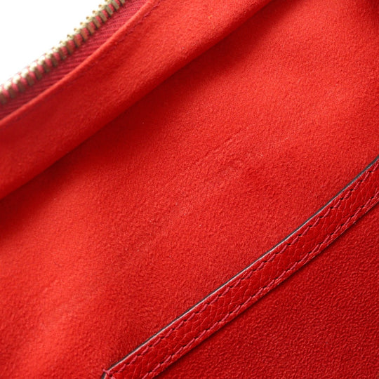 CELINE Handbag leather Red Luggage micro shopper Women Used Authentic
