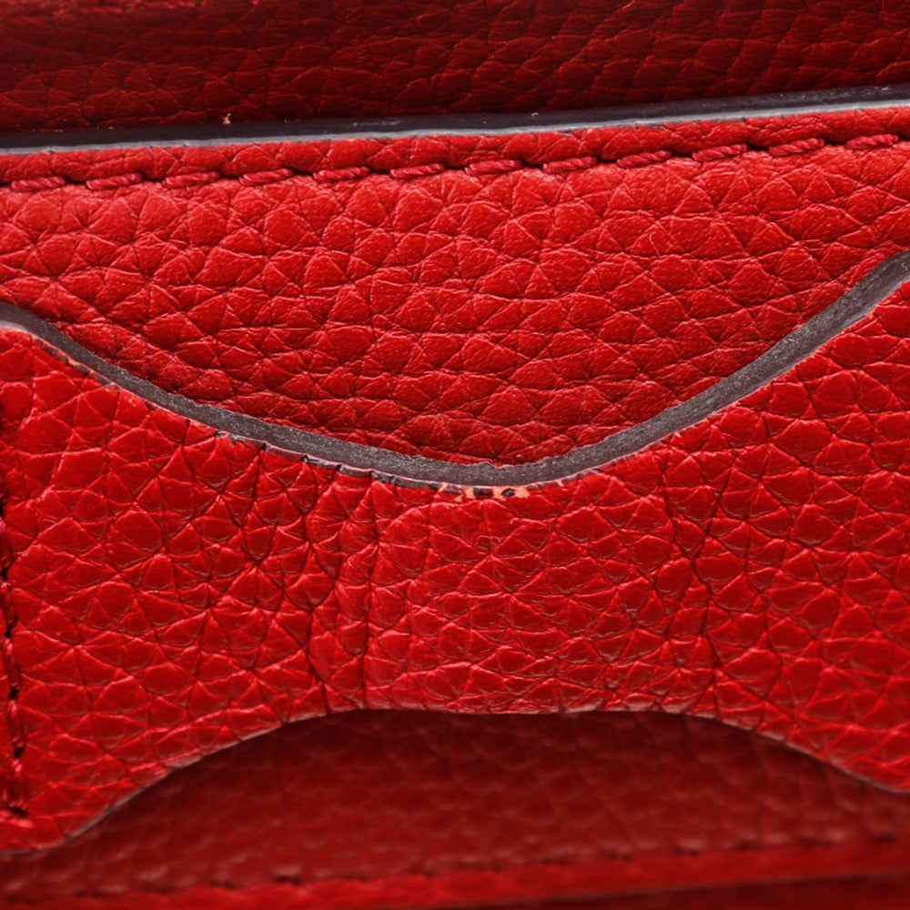 CELINE Handbag leather Red Luggage micro shopper Women Used Authentic