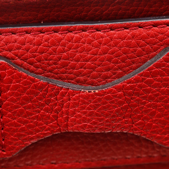 CELINE Handbag leather Red Luggage micro shopper Women Used Authentic