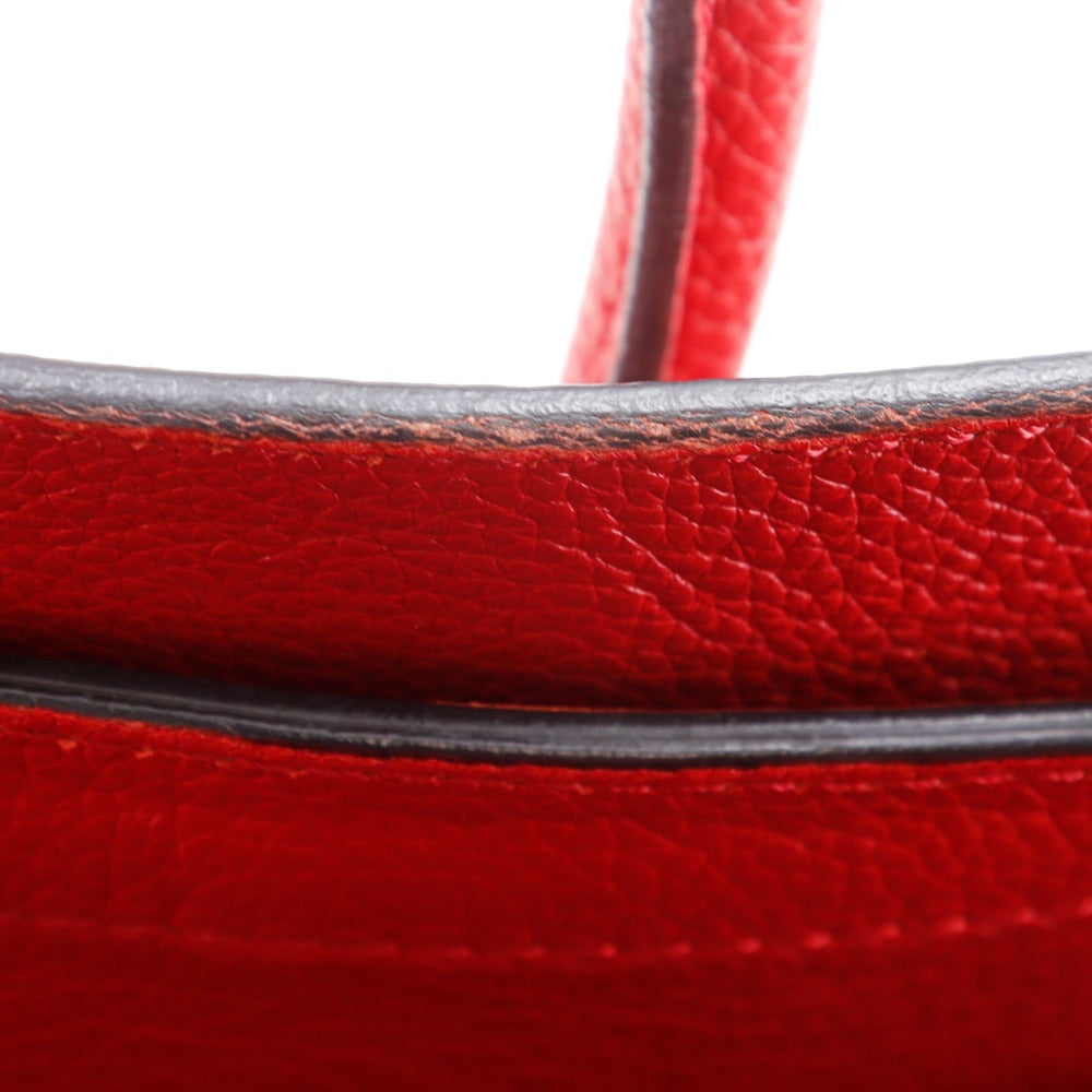 CELINE Handbag leather Red Luggage micro shopper Women Used Authentic