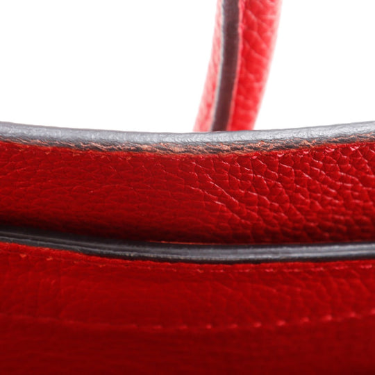 CELINE Handbag leather Red Luggage micro shopper Women Used Authentic