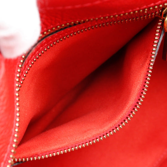CELINE Handbag leather Red Luggage micro shopper Women Used Authentic