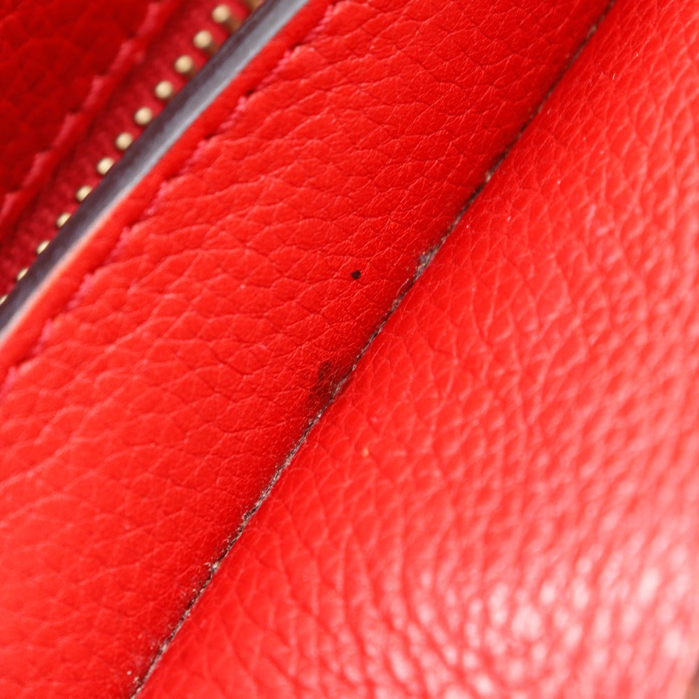 CELINE Handbag leather Red Luggage micro shopper Women Used Authentic