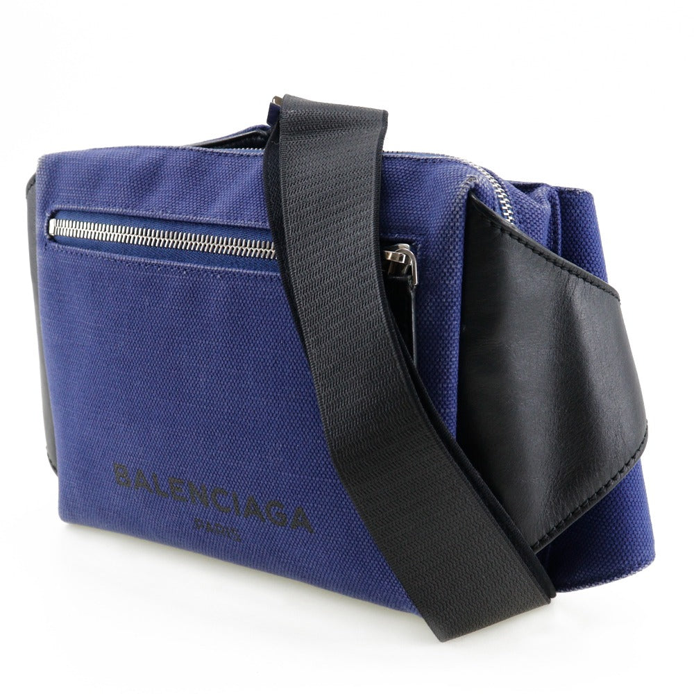 BALENCIAGA Sling bag 433625 Canvas, Leather Blue / black Waist pouch unisex(Unisex) Used Authentic