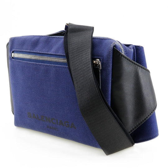 BALENCIAGA Sling bag 433625 Canvas, Leather Blue / black Waist pouch unisex(Unisex) Used Authentic
