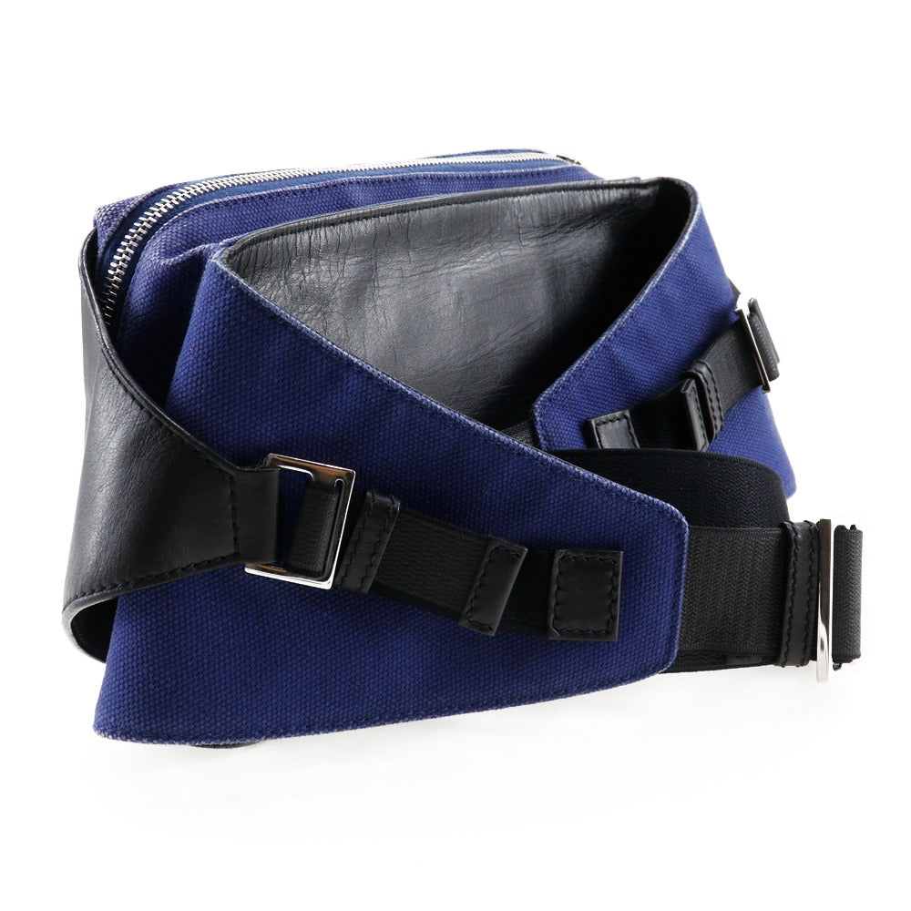 BALENCIAGA Sling bag 433625 Canvas, Leather Blue / black Waist pouch unisex(Unisex) Used Authentic