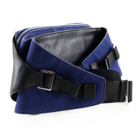 BALENCIAGA Sling bag 433625 Canvas, Leather Blue / black Waist pouch unisex(Unisex) Used Authentic