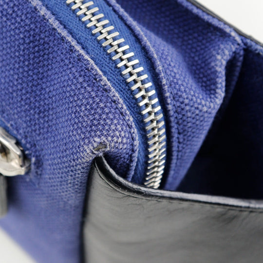 BALENCIAGA Sling bag 433625 Canvas, Leather Blue / black Waist pouch unisex(Unisex) Used Authentic
