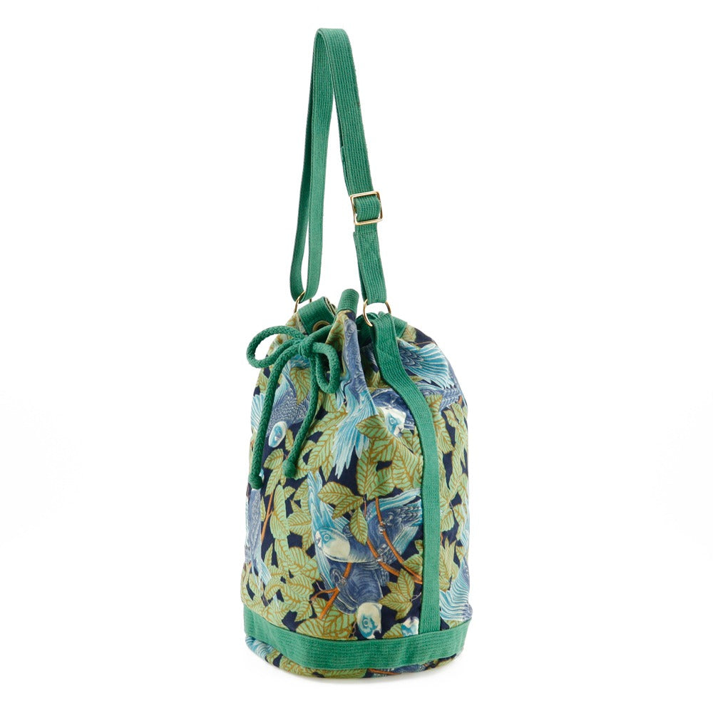 HERMES Shoulder Bag cotton Green vintage Botanical Pattern Bird Pattern one belt Women Used Authentic
