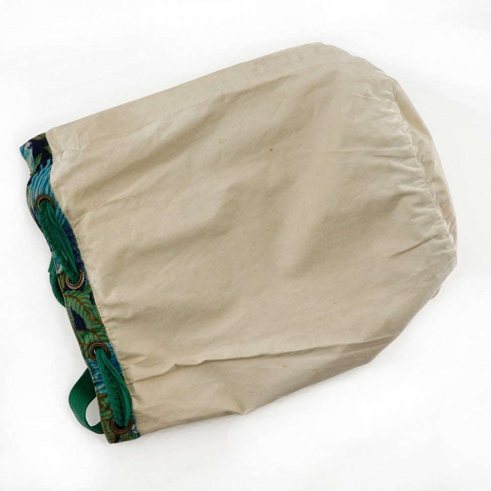 HERMES Shoulder Bag cotton Green vintage Botanical Pattern Bird Pattern one belt Women Used Authentic