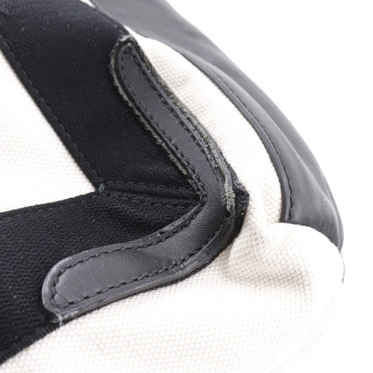 BALENCIAGA Handbag canvas White / black Tote Bag Cabas S Women Used Authentic