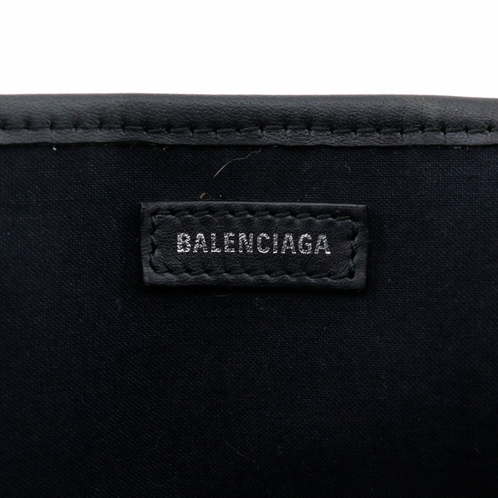 BALENCIAGA Handbag canvas White / black Tote Bag Cabas S Women Used Authentic