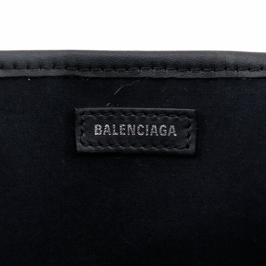 BALENCIAGA Handbag canvas White / black Tote Bag Cabas S Women Used Authentic