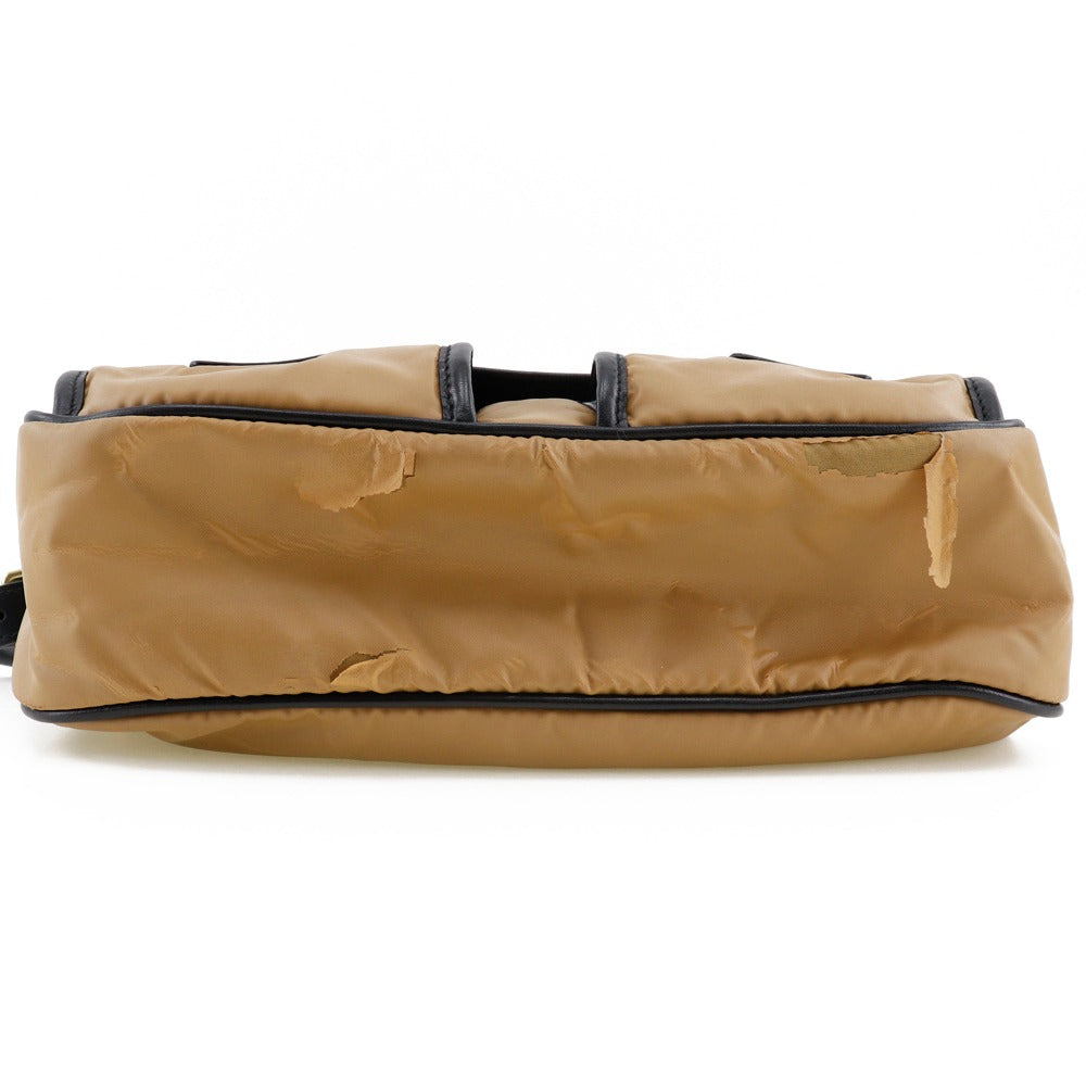 HUNTING WORLD Shoulder Bag Polyurethane beige Battue Cross Butcher path Women Used Authentic
