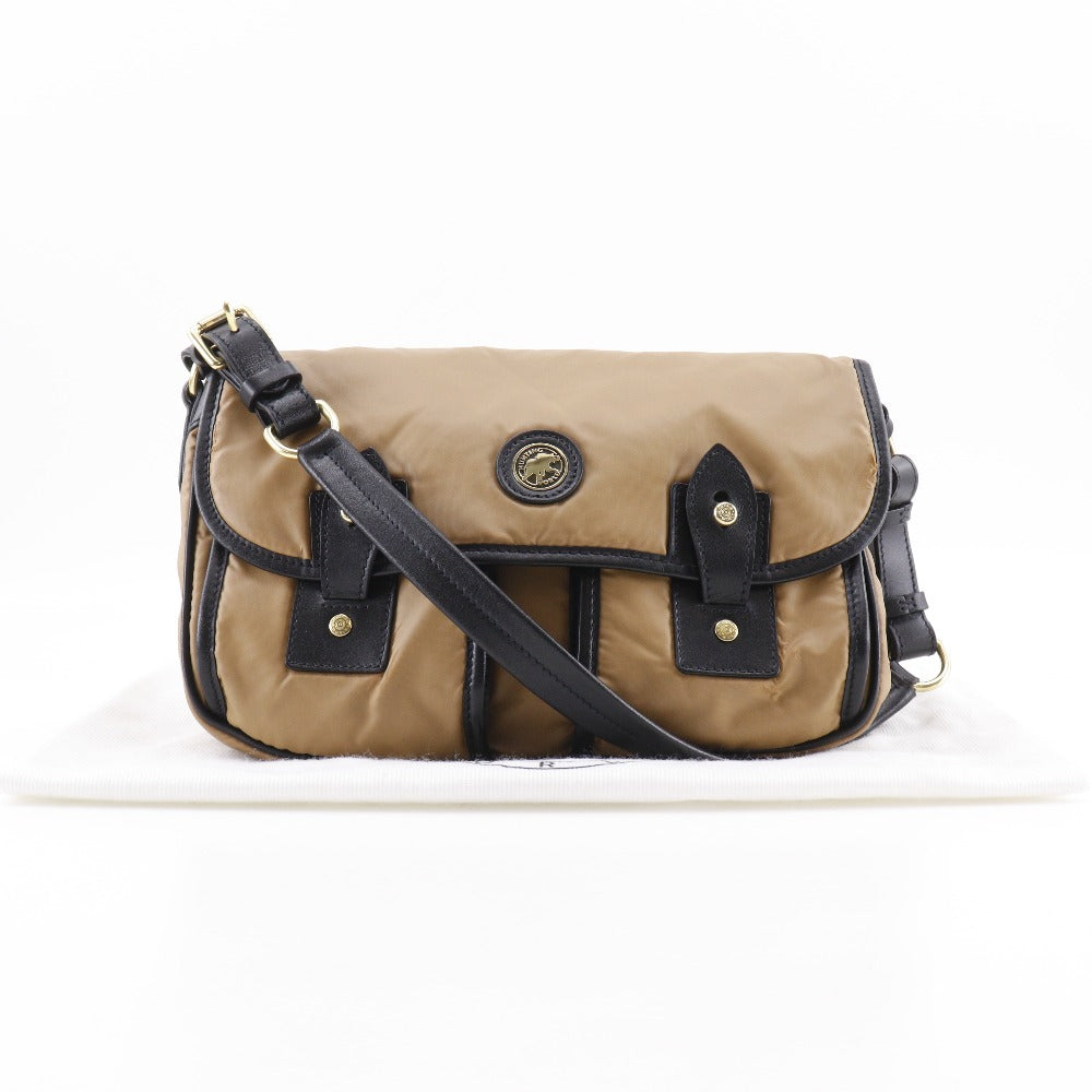 HUNTING WORLD Shoulder Bag Polyurethane beige Battue Cross Butcher path Women Used Authentic
