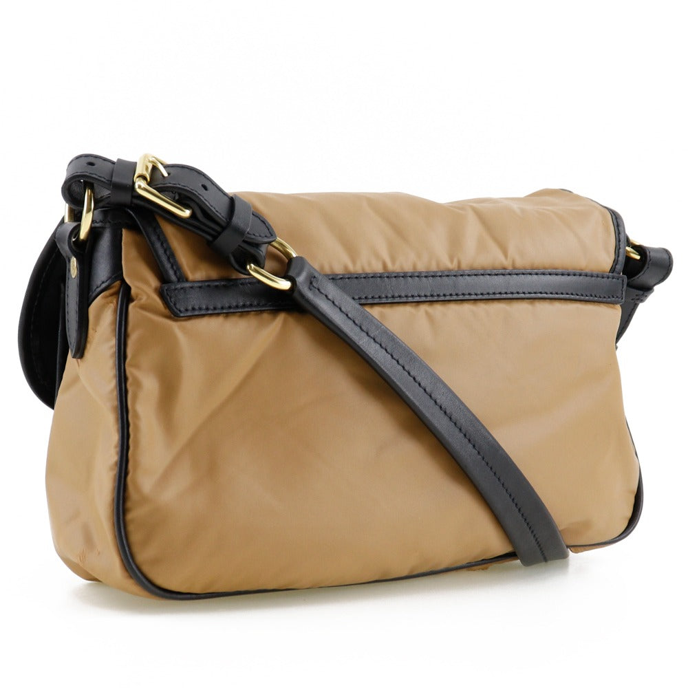 HUNTING WORLD Shoulder Bag Polyurethane beige Battue Cross Butcher path Women Used Authentic