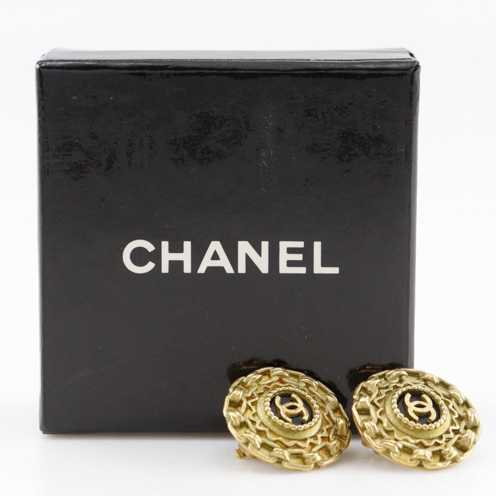CHANEL Earring Plated Gold gold vintage COCO Mark Women Used Authentic