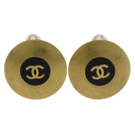 CHANEL Earring Plated Gold gold round COCO Mark Women Used Authentic