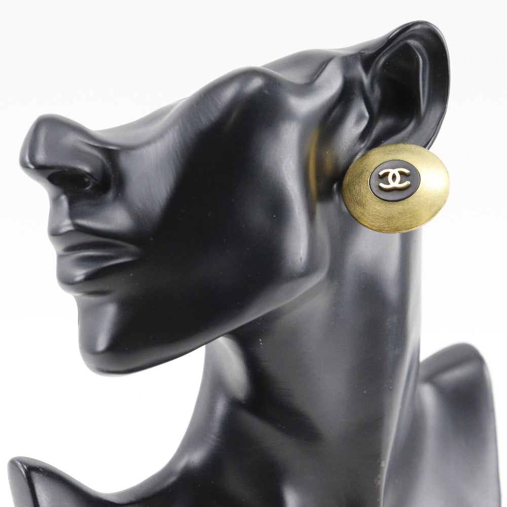 CHANEL Earring Plated Gold gold round COCO Mark Women Used Authentic