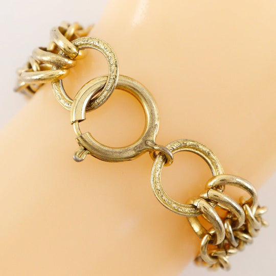 CHANEL bracelet Plated Gold gold vintage COCO Mark 3 in a row