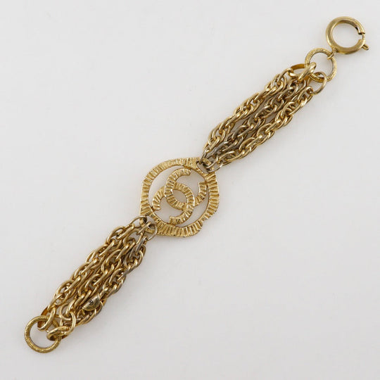 CHANEL bracelet Plated Gold gold vintage COCO Mark 3 in a row