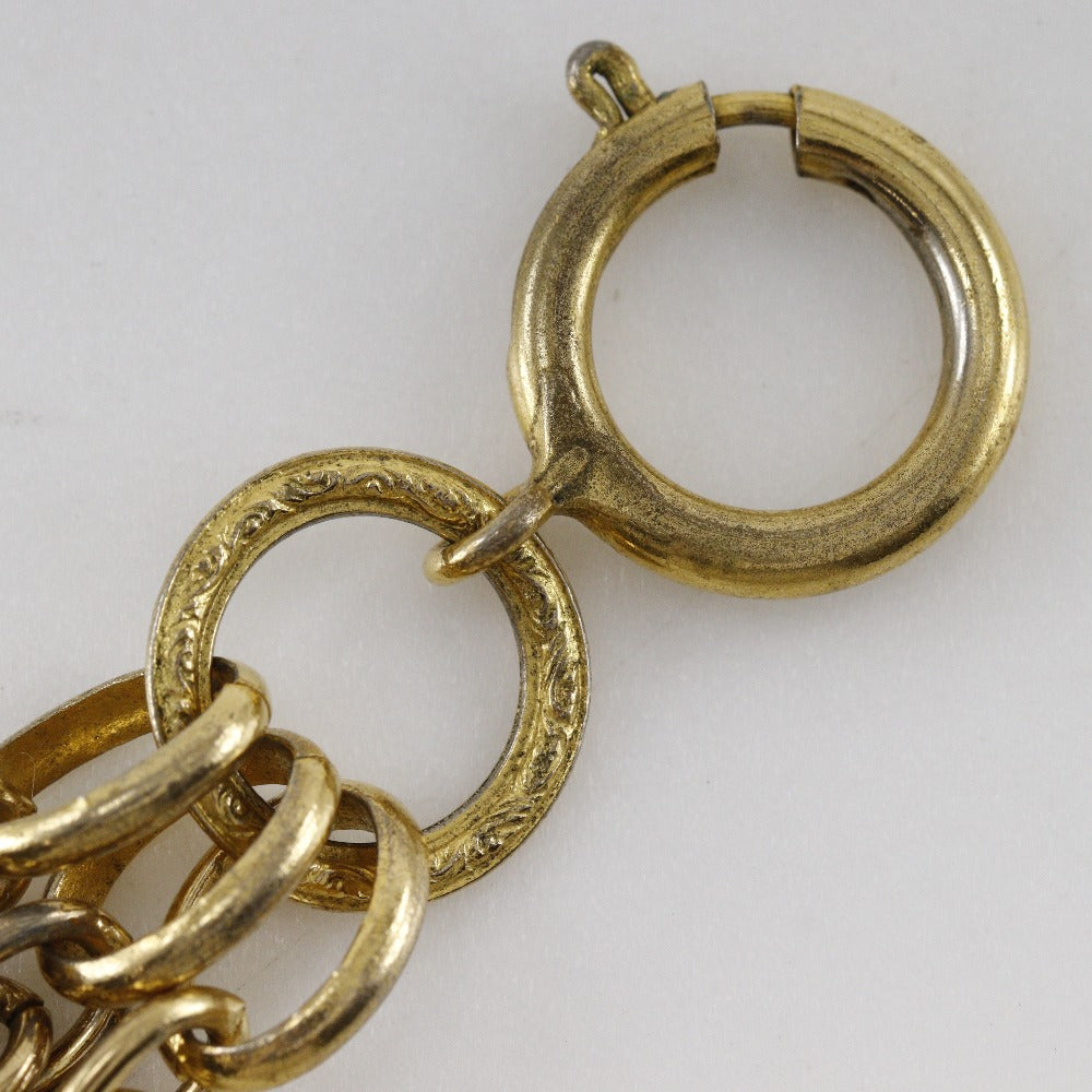 CHANEL bracelet Plated Gold gold vintage COCO Mark 3 in a row
