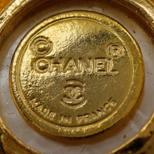 CHANEL Earring Plated Gold, Faux Pearl gold Rhombus Matrasse