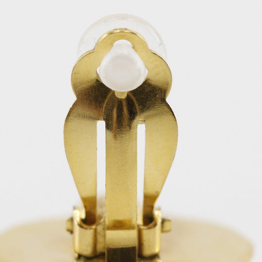 CHANEL Earring Plated Gold, Faux Pearl gold vintage Triple COCO Mark Women Used Authentic