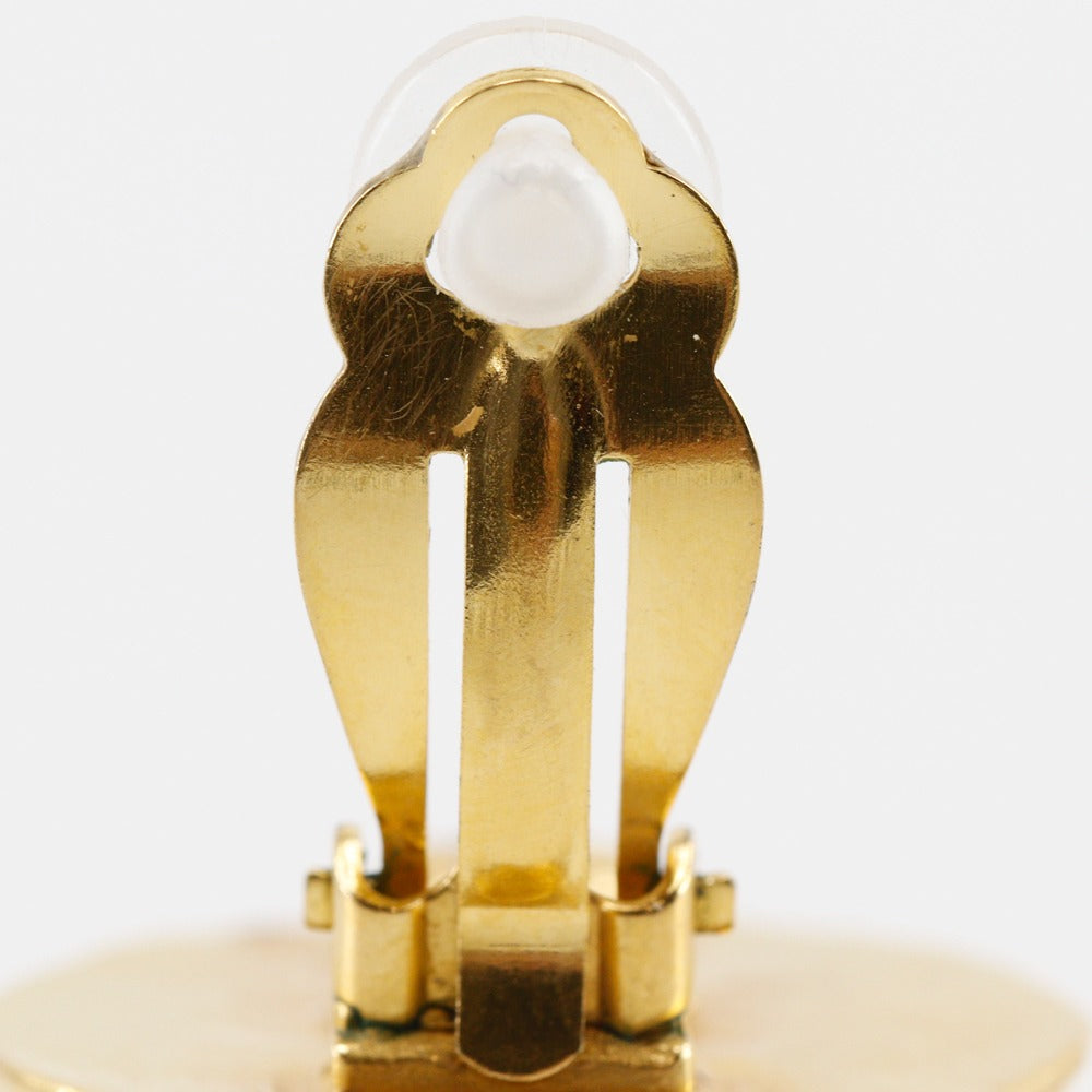CHANEL Earring Plated Gold, Faux Pearl gold vintage Triple COCO Mark Women Used Authentic