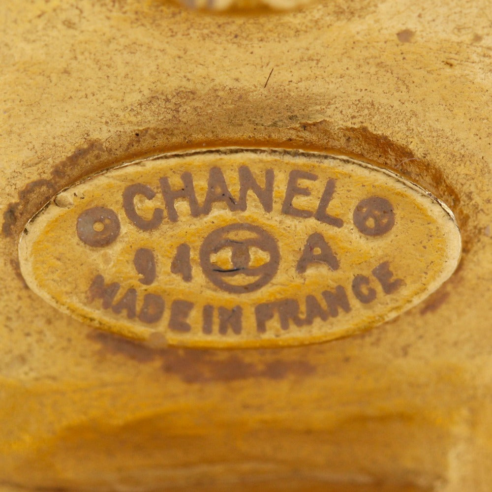 CHANEL Earring Plated Gold, Faux Pearl gold vintage Triple COCO Mark Women Used Authentic