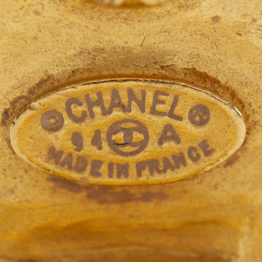 CHANEL Earring Plated Gold, Faux Pearl gold vintage Triple COCO Mark Women Used Authentic