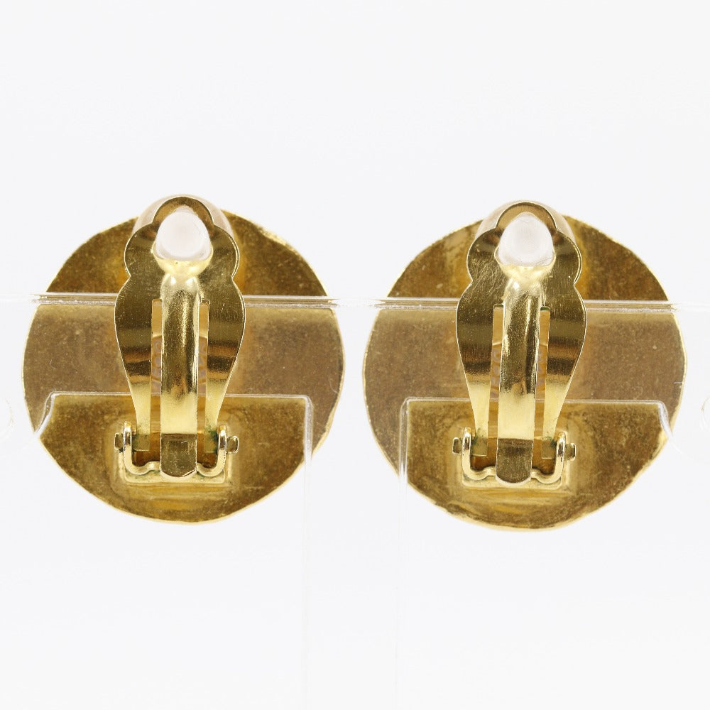 CHANEL Earring Plated Gold, Faux Pearl gold vintage Triple COCO Mark Women Used Authentic