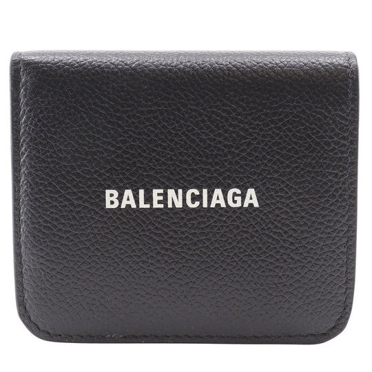 BALENCIAGA Bifold Wallet leather black Every day mens(Unisex) Used Authentic