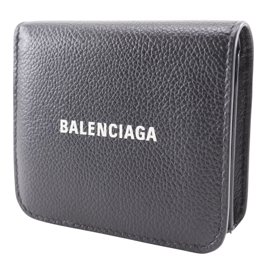 BALENCIAGA Bifold Wallet leather black Every day unisex(Unisex) Used Authentic