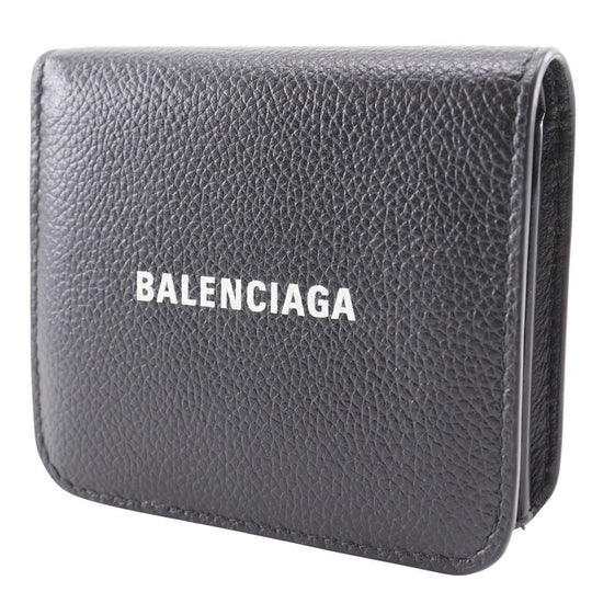 BALENCIAGA Bifold Wallet leather black Every day mens(Unisex) Used Authentic