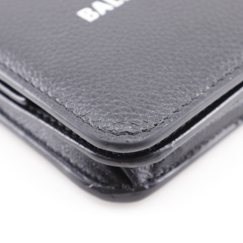 BALENCIAGA Bifold Wallet leather black Every day mens(Unisex) Used Authentic