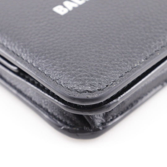 BALENCIAGA Bifold Wallet leather black Every day mens(Unisex) Used Authentic