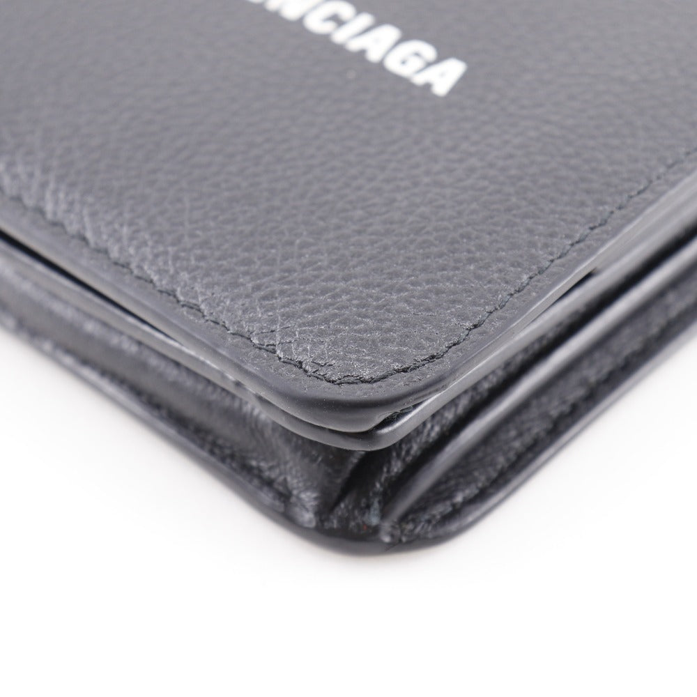 BALENCIAGA Bifold Wallet leather black Every day mens(Unisex) Used Authentic