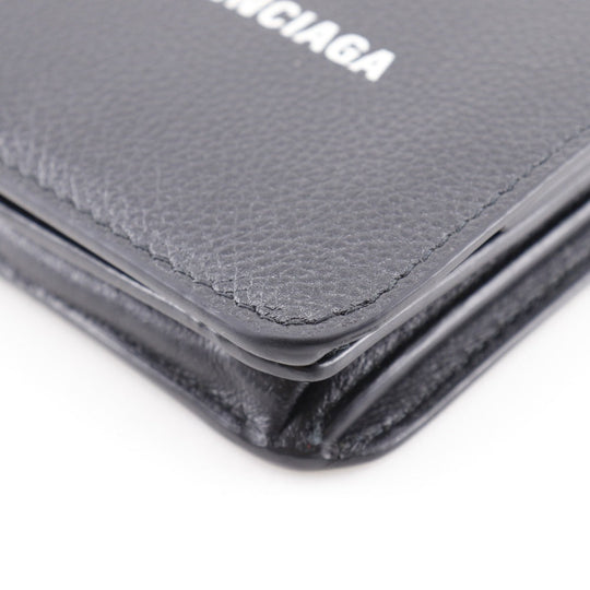 BALENCIAGA Bifold Wallet leather black Every day mens(Unisex) Used Authentic