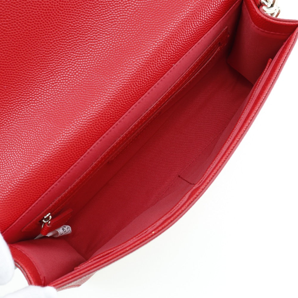 MARIO VALENTINO Shoulder Bag leather Red 2-way clutch ChainShoulder Women Used Authentic