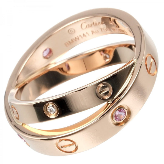 CARTIER Ring 18K pink gold, pink sapphire, diamond gold Be love Women 46 Used Authentic