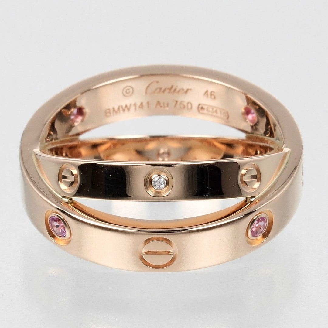 CARTIER Ring 18K pink gold, pink sapphire, diamond gold Be love Women 46 Used Authentic