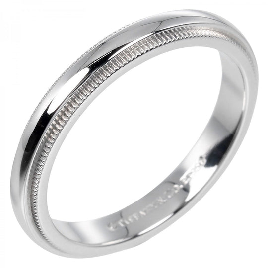 TIFFANY&Co. Ring Pt950Platinum Silver 0.1" model Gathered Milgrain Women Used Authentic