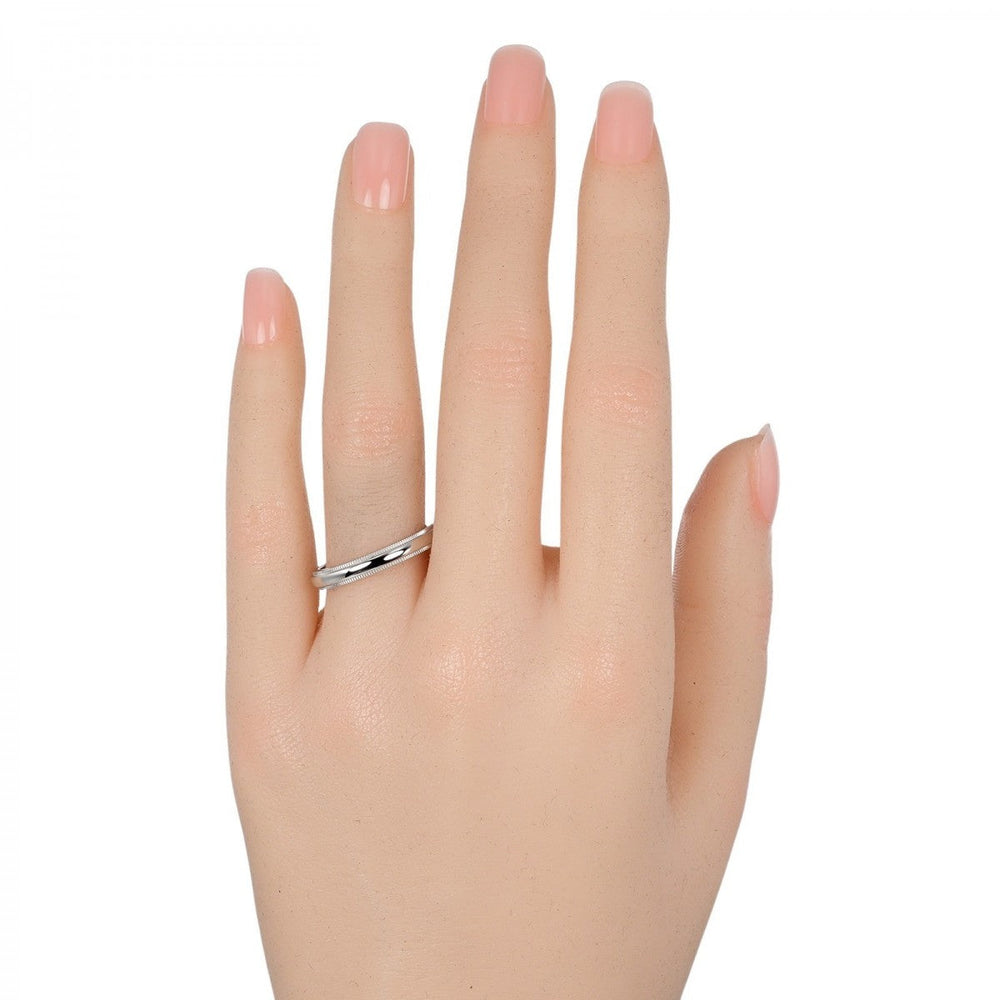 TIFFANY&Co. Ring Pt950Platinum Silver 0.1" model Gathered Milgrain Women Used Authentic