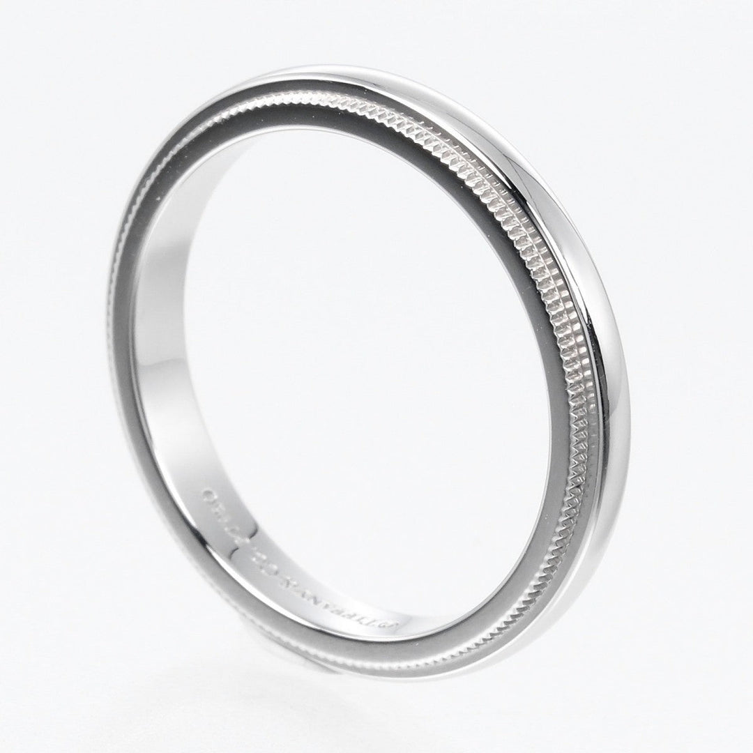 TIFFANY&Co. Ring Pt950Platinum Silver 0.1" model Gathered Milgrain Women Used Authentic