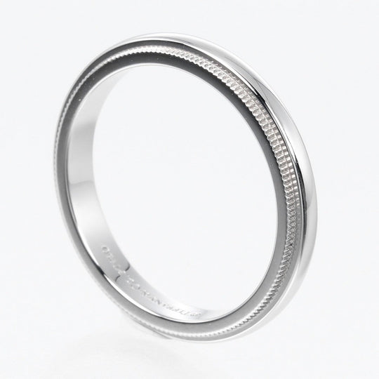 TIFFANY&Co. Ring Pt950Platinum Silver 0.1" model Gathered Milgrain Women Used Authentic