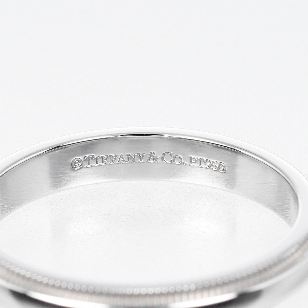 TIFFANY&Co. Ring Pt950Platinum Silver 0.1" model Gathered Milgrain Women Used Authentic