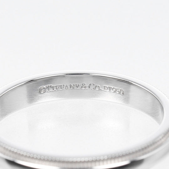 TIFFANY&Co. Ring Pt950Platinum Silver 0.1" model Gathered Milgrain Women Used Authentic