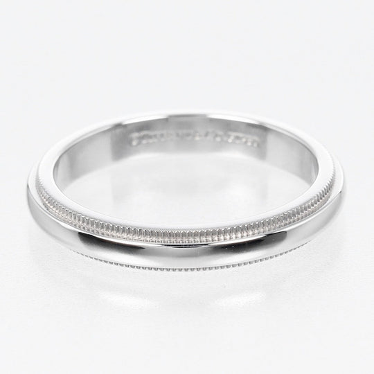 TIFFANY&Co. Ring Pt950Platinum Silver 0.1" model Gathered Milgrain Women Used Authentic